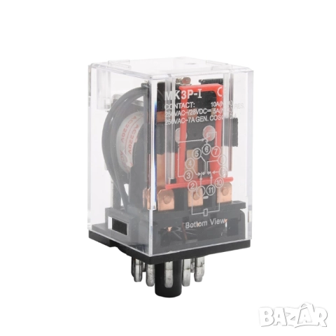 Реле AC 230V с 11 пинов цокъл MK-3P, снимка 3 - Друга електроника - 52203085