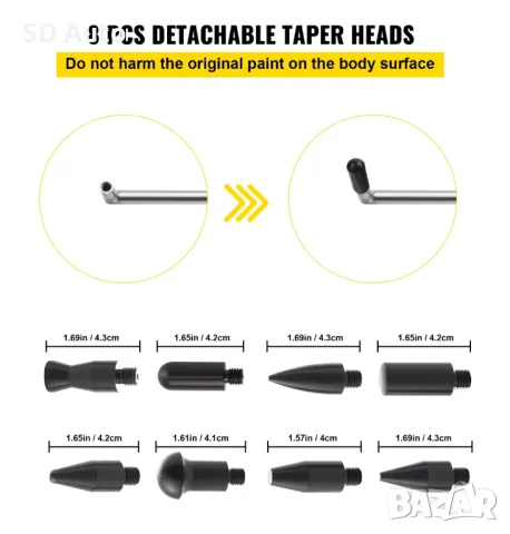 VEVOR PDR Комплект Лостове със сменяем връх за ремонт на вдлъбнатини без кит и боя - 13 части, снимка 4 - Аксесоари и консумативи - 49553153