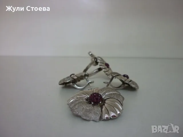 Масивен сребърен комплект цветя, снимка 6 - Бижутерийни комплекти - 56231294