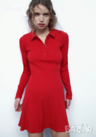 Червена мини рокля на Зара, снимка 4 - Рокли - 39873962