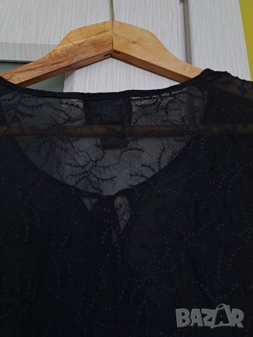 Блуза дълъг ръкав черна полупрозрачна с цветни ръкави S-М, снимка 5 - Блузи с дълъг ръкав и пуловери - 41586868