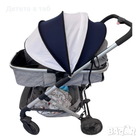 Сенник за количка универсален, сфера тъмно син/бял, снимка 1