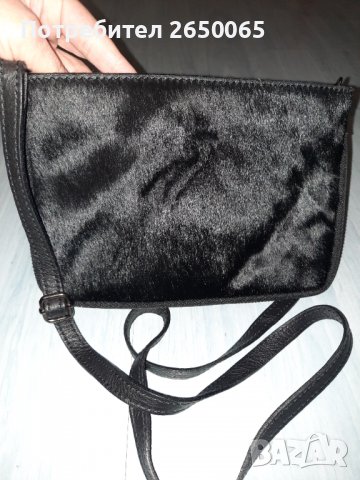 Орг.малка чанта ест.кожа с ест.пух, снимка 2 - Чанти - 39023644
