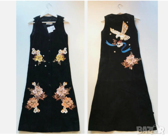 бродирана рокля от велур Coach размер S