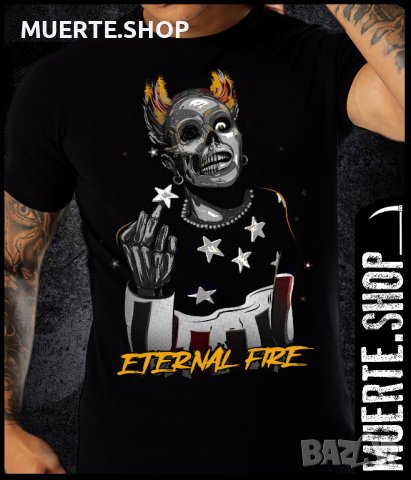 Черна тениска с щампа KEITH FLINT ETERNAL FIRE, снимка 1 - Тениски - 41568197