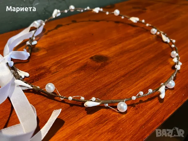 Нежен бял венец за глава Венче за глава за Сватба Кръщене, снимка 2 - Аксесоари за коса - 48763022