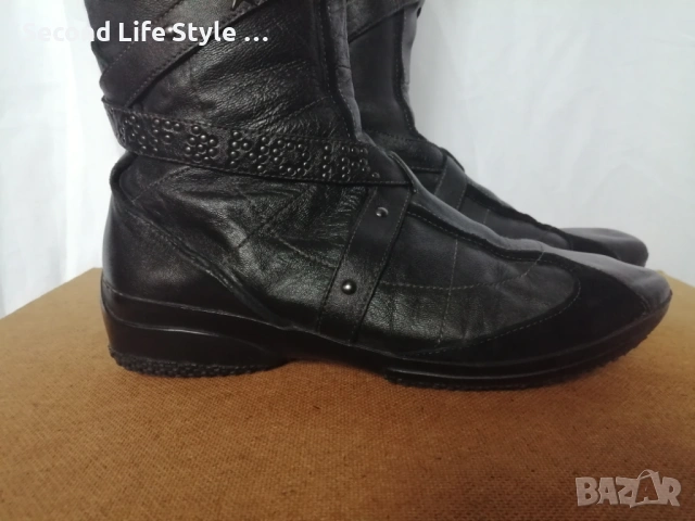 №39 CafèNoir дамски ботуши естествена кожа в черен цвят, снимка 9 - Дамски ботуши - 53042119