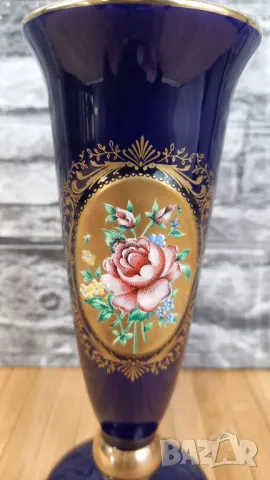 Кобалтова ваза с роза, снимка 2 - Вази - 49653714