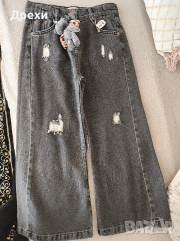Дънки черно/сиви за момиче , снимка 4 - Детски панталони и дънки - 53781770