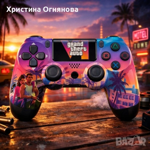 Безжичен джойстик за PS4 с тъчпад, вибрация и LED осветление – FC25 / GTA дизайн, снимка 3 - Друга електроника - 53108859