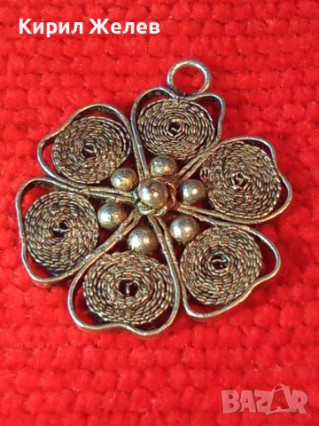 СТАРИНЕН СРЕБЪРЕН ФИЛИГРАНЕН ФЛОРАЛЕН МЕДАЛЬОН РЪЧНА МАЙСТОРСКА ИЗРАБОТКА 28766, снимка 4 - Антикварни и старинни предмети - 37268793