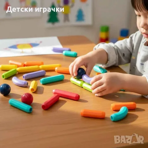 Магнитен конструктор 42 части – креативен образователен сет за деца, снимка 2 - Конструктори - 56043802