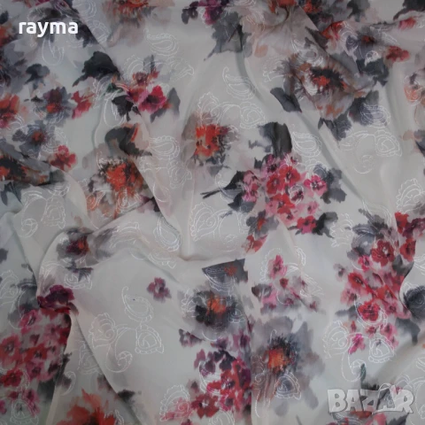 -40% Плат Robero Cavalli бродиран копринен шифон принт, снимка 5 - Рокли - 51428920