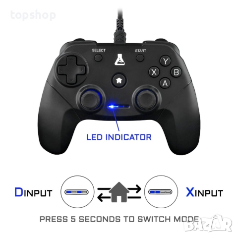 Нов джойстик, геймърски контролер с кабел THE G-LAB K-Pad Thorium, PC, PS3, USB, Черен  