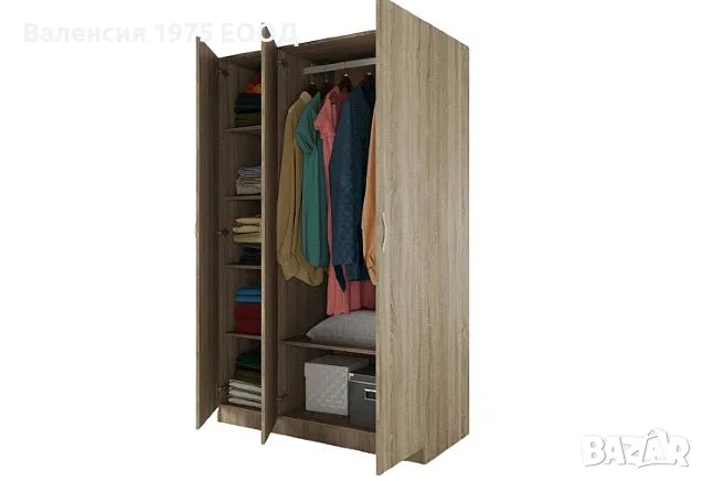 Трикрил гардероб Сити 1002 сонома, орех или комбинация бяло/ арвен, снимка 2 - Гардероби - 18790479