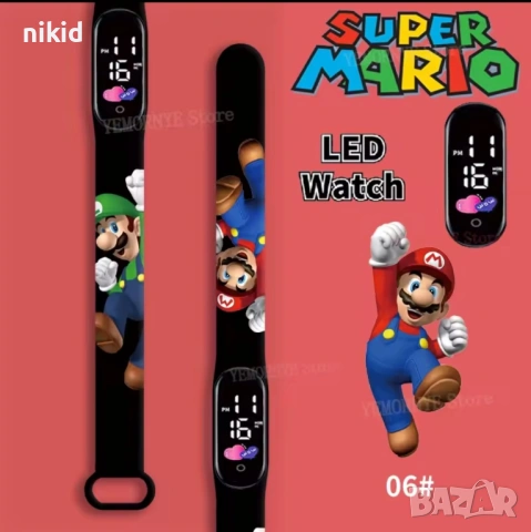 Led Super Mario Супер Марио Луиджи детски часовник електронен тип гривна , снимка 2 - Детски - 53027045