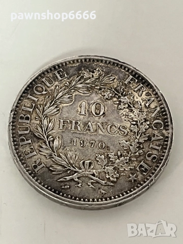 Сребърна монета Франция 10 франка, 1970, снимка 4 - Нумизматика и бонистика - 52606698
