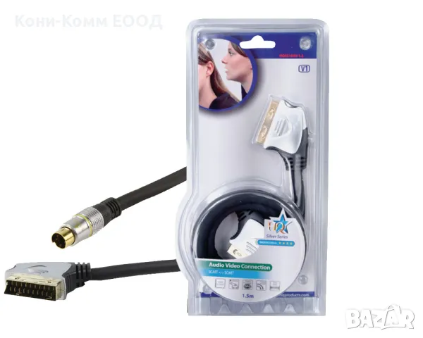 S-VHS to Scart кабел 24k gold-конектори 2.5m - НОВИ, снимка 1