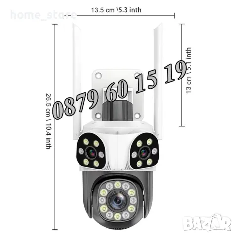 Безжична WiFi IP камера с 3 обектива 12MPx, нощно виждане, 360°, iCSee, снимка 3 - IP камери - 49693392