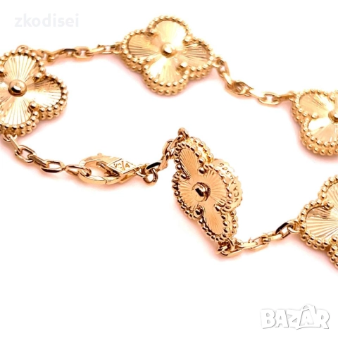 Златна дамска гривна Van Cleef 12,78гр. 18,0см. 14кр. проба:585 модел:34590-1, снимка 2 - Гривни - 52526360