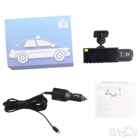 Видеорегистратор с две камери за кола, DVR, вътрешна камера за купето, за автомобил, ДВР регистратор, снимка 6 - Аксесоари и консумативи - 51609784