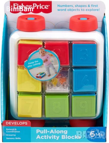 Бебешка количка с кубчета за дърпане Fisher Price , снимка 2 - Коли, камиони, мотори, писти - 44404957