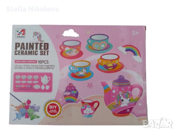 Детски Керамичен сервиз за оцветяване-16 части, снимка 1 - Рисуване и оцветяване - 42569874