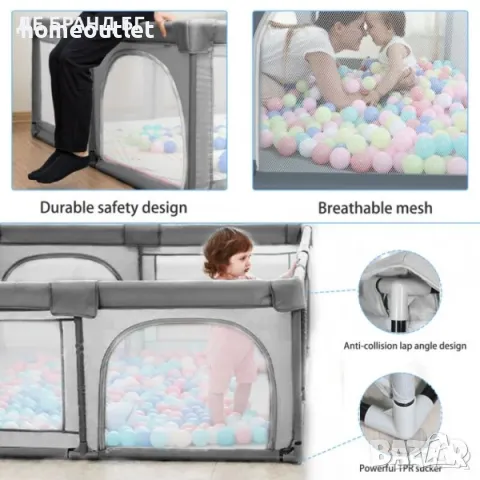 Детска кошара за игра 200 x 180см, BABY PLAYPEN X0022, снимка 2 - Кошарки - 47364032