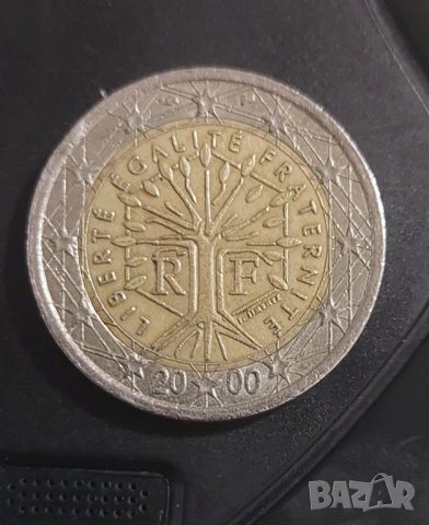 2 евро, 2000г., Франция, ”Дървото на живота” , снимка 2 - Нумизматика и бонистика - 53502359