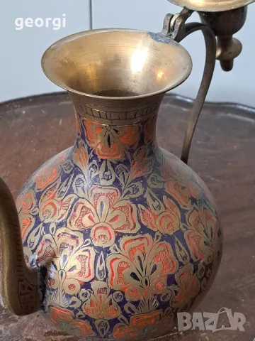 Ретро месингов емайлиран чайник   19/1, снимка 5 - Антикварни и старинни предмети - 49036720