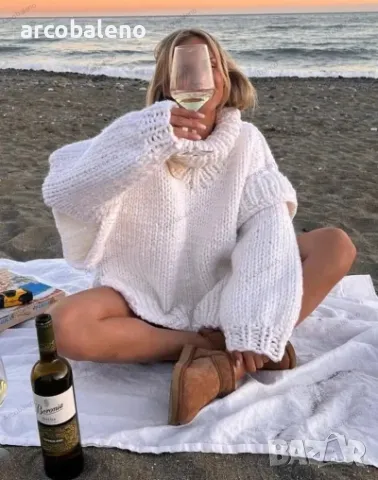 Нов дамски пухкав пуловер с висока яка и дълъг ръкав, 3цвята , снимка 8 - Блузи с дълъг ръкав и пуловери - 47469503