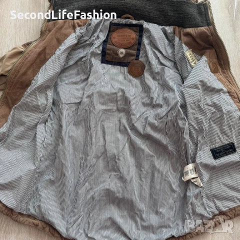 Дамско яке с качулка и цип Naketano, пясъчен цвят размер M, снимка 3 - Якета - 52632790