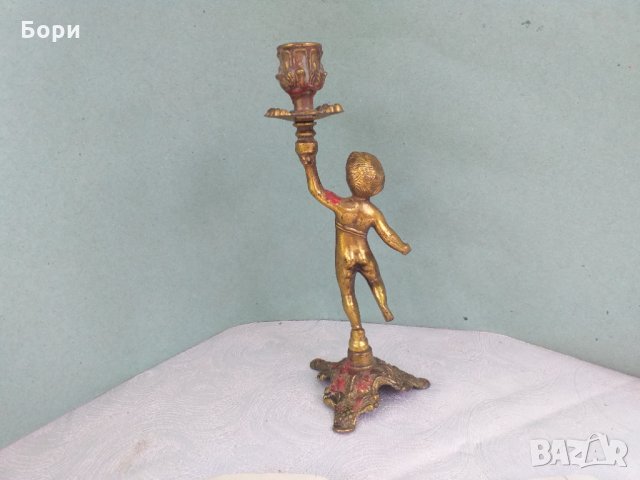 Бронзов свещник, снимка 5 - Статуетки - 34027240