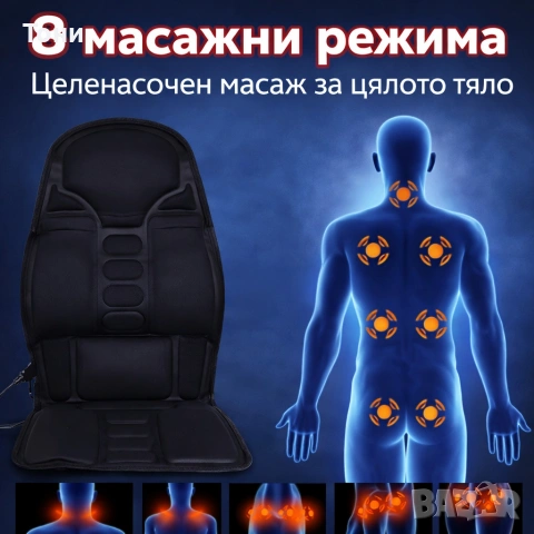Масажна седалка с подгряване – комфорт и облекчение за тяло, което е уморено от седене, снимка 2 - Масажори - 53221935