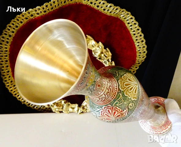 Бронзова ваза 36 см.,цветен клетъчен емайл. , снимка 5 - Антикварни и старинни предмети - 53035496