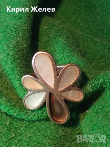 ВЕЛИКОЛЕПЕН ФЛОРАЛЕН СЕДЕФЕН СРЕБЪРЕН ПРЪСТЕН ЦВЕТЕ СРЕБРО 925 ИНКРУСТИРАН с ПОЛИРАН СЕДЕФ 13771, снимка 4 - Пръстени - 41741462