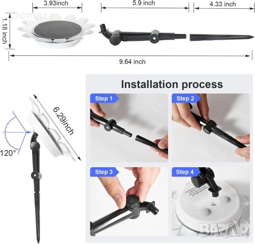 2 броя Соларни цветни лампи цветя за градина, езеро, басейн 8 режима, снимка 3 - Соларни лампи - 41940666