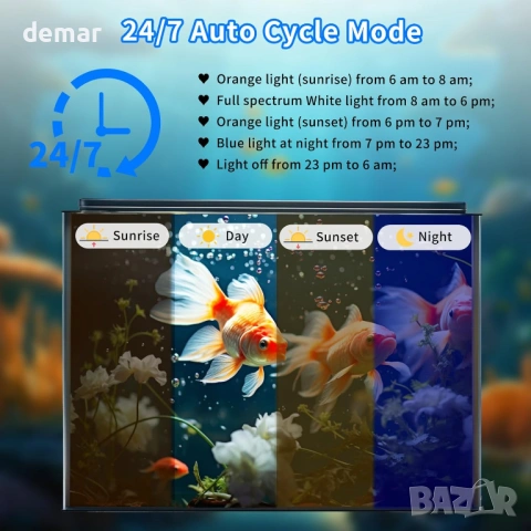 Подводна аквариумна лампа Podazz, 3 реда мъниста, 6W с таймер, пълен спектър +7 цвята, снимка 4 - Оборудване за аквариуми - 53719739