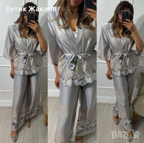 Луксозен сет от риза,кимоно и панталон , снимка 6 - Комплекти - 53770293