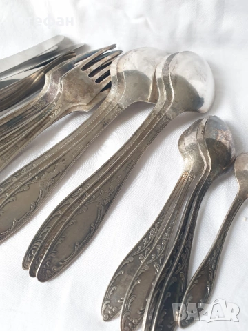 Комплект посребрени прибори, снимка 9 - Антикварни и старинни предмети - 53537215