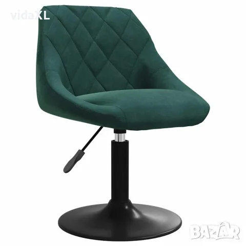 vidaXL Въртящи се трапезни столове, 2 бр, тъмнозелени, кадифе, снимка 3 - Столове - 56147124