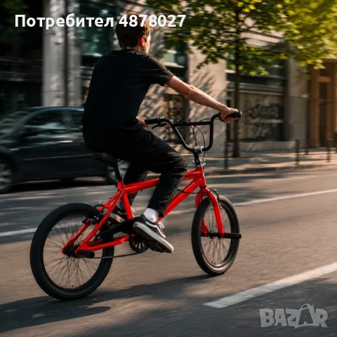 BMX велосипед TOIMSA 20” – Червен freestyle BMX с 360° ротор и V-Brake