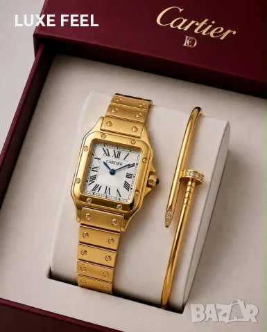 Cartier ⚜️Часовник + Гривна ⚜️, снимка 3 - Дамски - 55709540