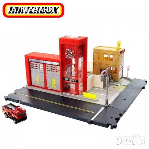 Matchbox Action Drivers Пожарна станция HBD74, снимка 2 - Коли, камиони, мотори, писти - 38669759