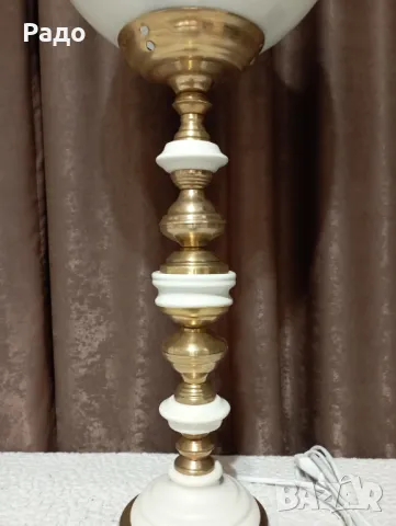Комплект от две големи месингови порцеланови лампи - лампа, снимка 4 - Настолни лампи - 49432706