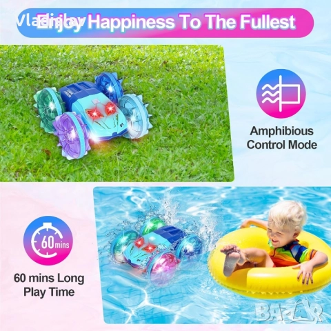 Амфибийна кола с дистанционно управление с LED светлина, 4WD водоустойчива, снимка 11 - Коли, камиони, мотори, писти - 52435284