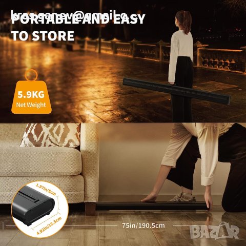 Преносим екран за проектор и стойка, издърпване на екрана за проектор, 60 инча 16:9, екран за проект, снимка 4 - Друга електроника - 41632896