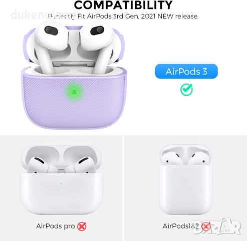 Силиконов калъф, протектор за AirPods 3 Lavender, снимка 3 - Слушалки и портативни колонки - 51754036