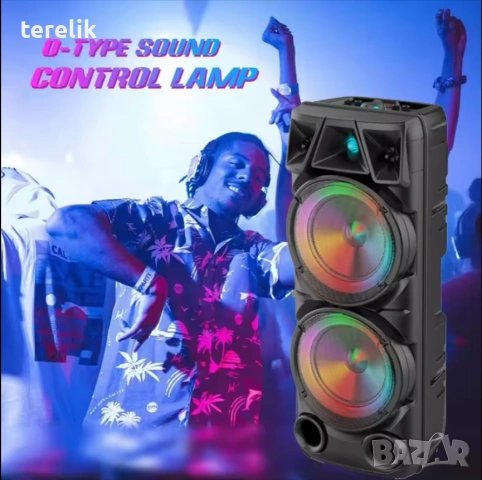 %Cobra Нова ZQS 8210 2х8 120W 6500mah 2 микрофона ПРЕНОСИМА КАРАОКЕ КОЛОНА От вносител 12 месеца гар