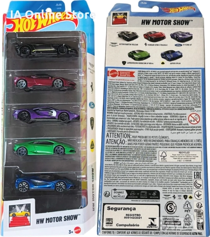 Hot Wheels 5 Pack Motor Show - Ferrari SF90; Lamborghini Huracan; Vulcan; Ford GT; Lotus Evija